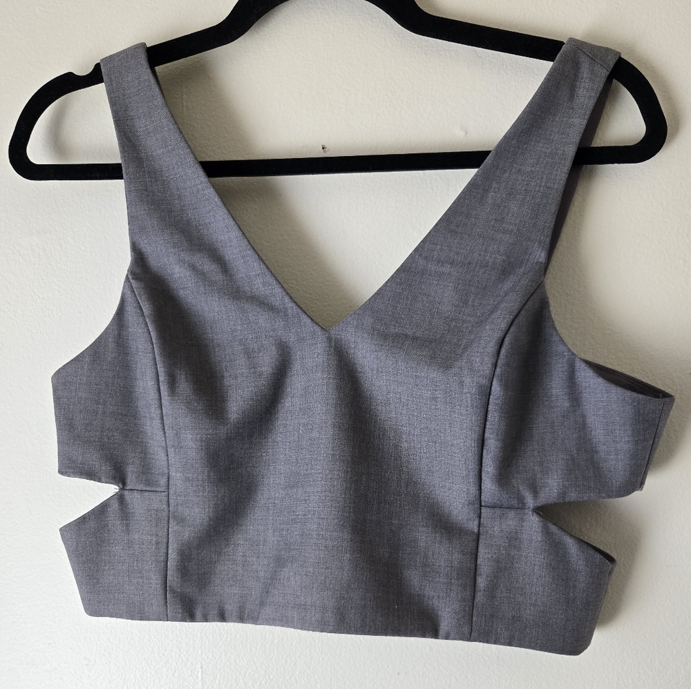 Gray Sleeveless Crop Top